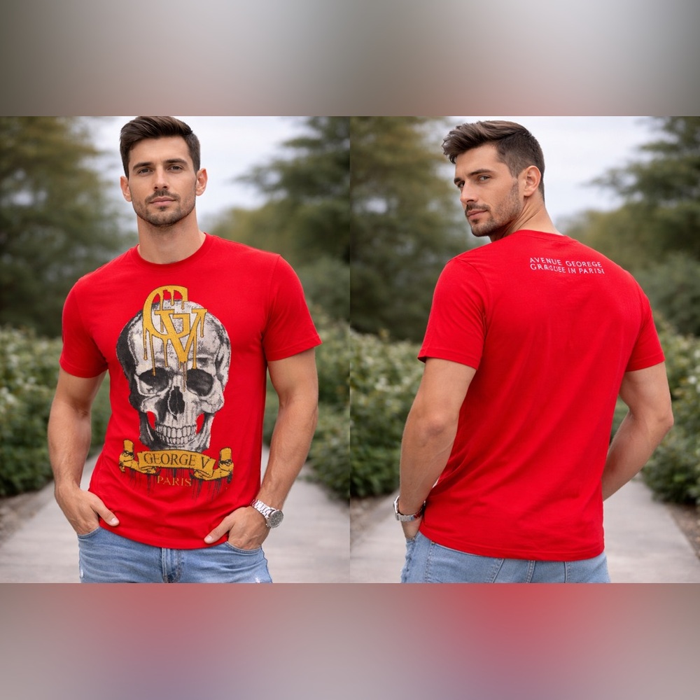 George V Paris Red Skull Graphic Tee 🔥 read description please